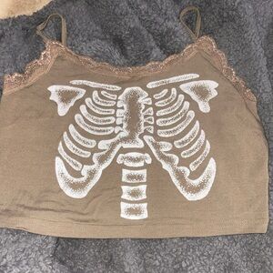 *SHEIN* Brown cropped skeleton tank
